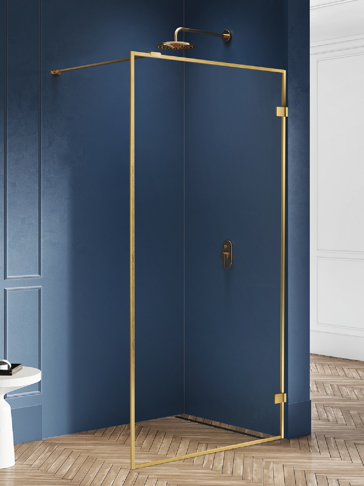 New Trendy Avexa Gold Brushed inloopdouchewand 60 cm gouden geborsteld/helder glas EXK-3131
