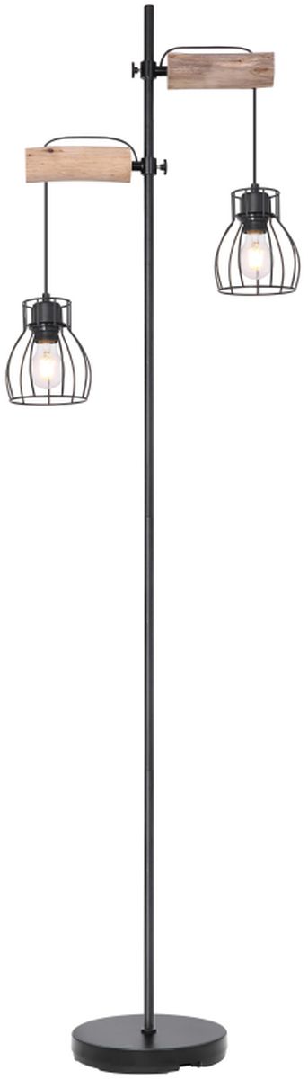 Globo Lighting Mina staanlamp 2x40 W zwart-hout 15326-2SN