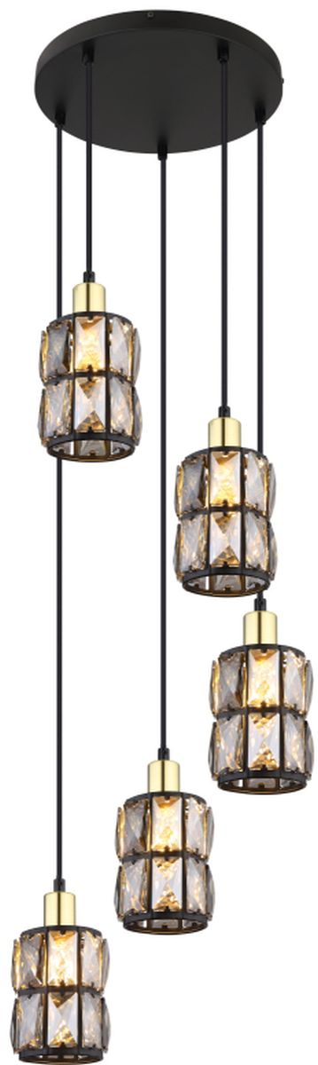 Globo Lighting Wolli hanglamp 5x40 W zwart-kristal 15761-5B