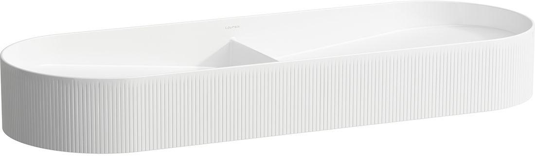 Laufen Sonar wastafel 100x37 cm halfrond opbouw-dubbele wit mat H8123497571121