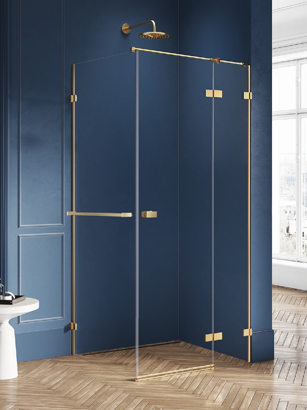 New Trendy Avexa Gold Brushed douchecabine 110x100 cm rechthoekig gouden geborsteld/helder glas EXK-3056