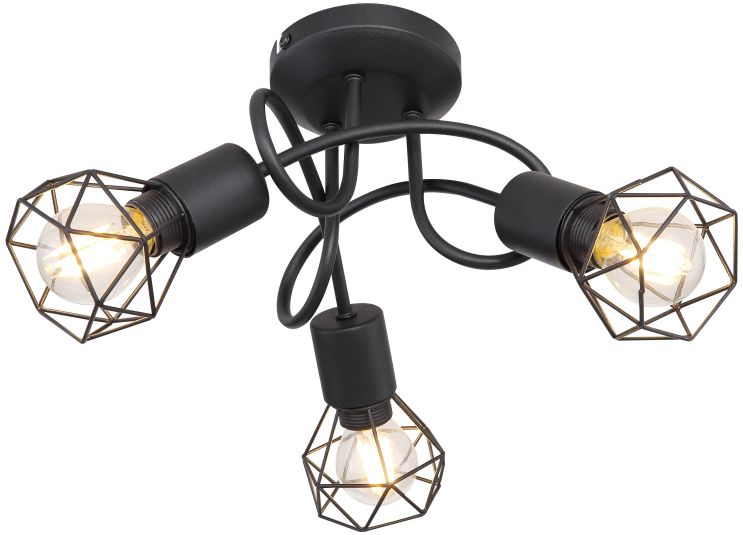 Globo Lighting Xara I plafondlamp 3x40 W zwart 54802S-3D