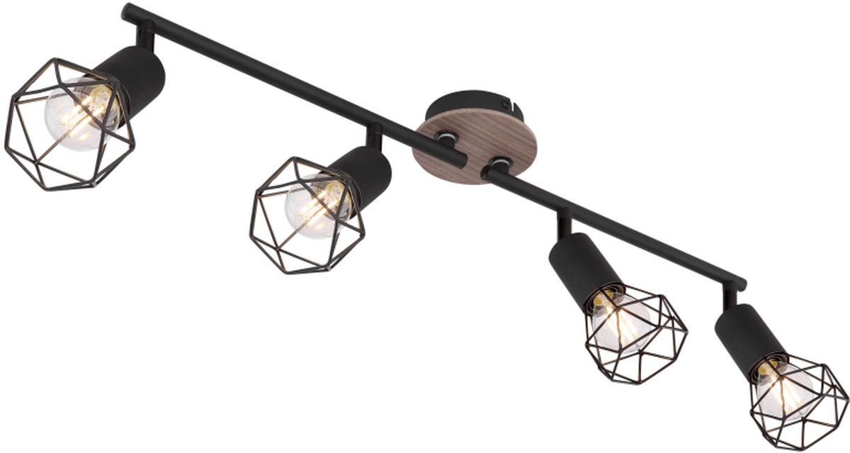 Globo Lighting Xara I plafondlamp 4x40 W zwart-hout 54802S-4H