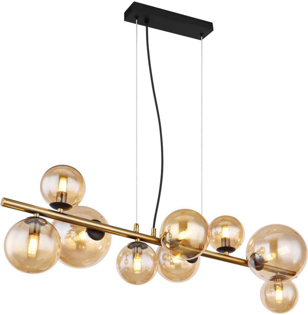Globo Lighting Riha hanglamp x3.5 W zwart-messing-amber 56135-9H