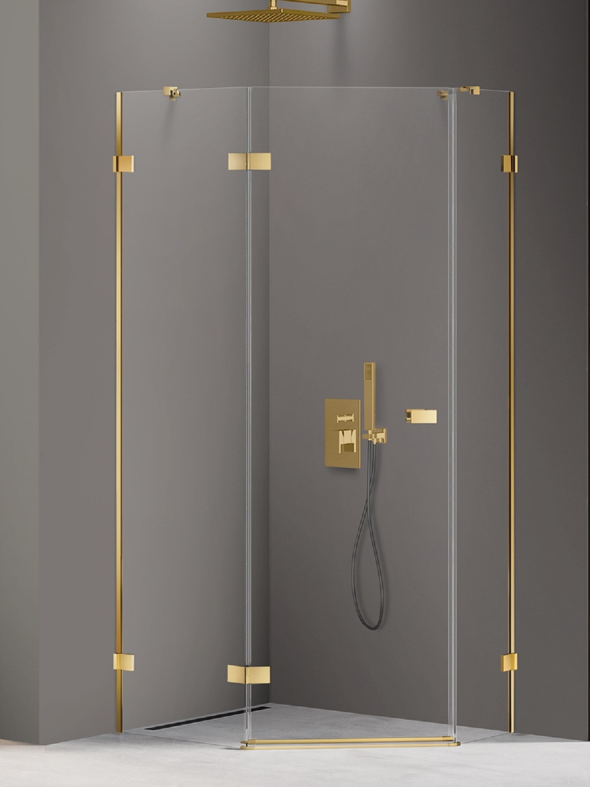 New Trendy Avexa Gold Shine douchecabine 100x80 cm gouden glans/helder glas EXK-3849