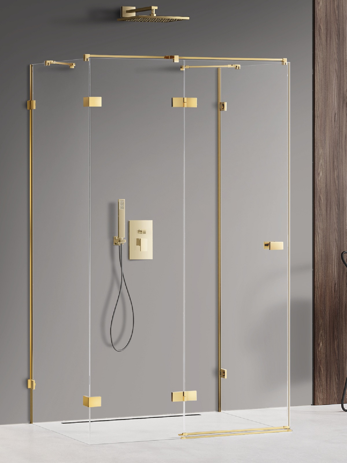 New Trendy Avexa Gold Shine douchecabine 110x80 cm rechthoekig gouden glans/helder glas EXK-2113