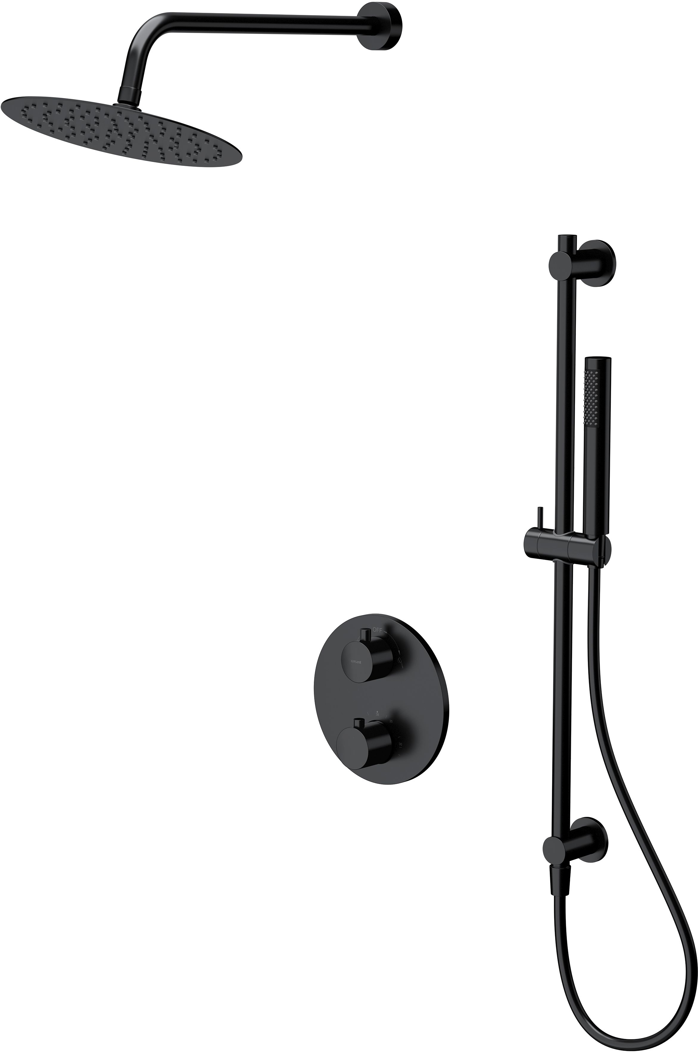 Cersanit Zen doucheset inbouw met thermostaat met regendouche zwart S952-033