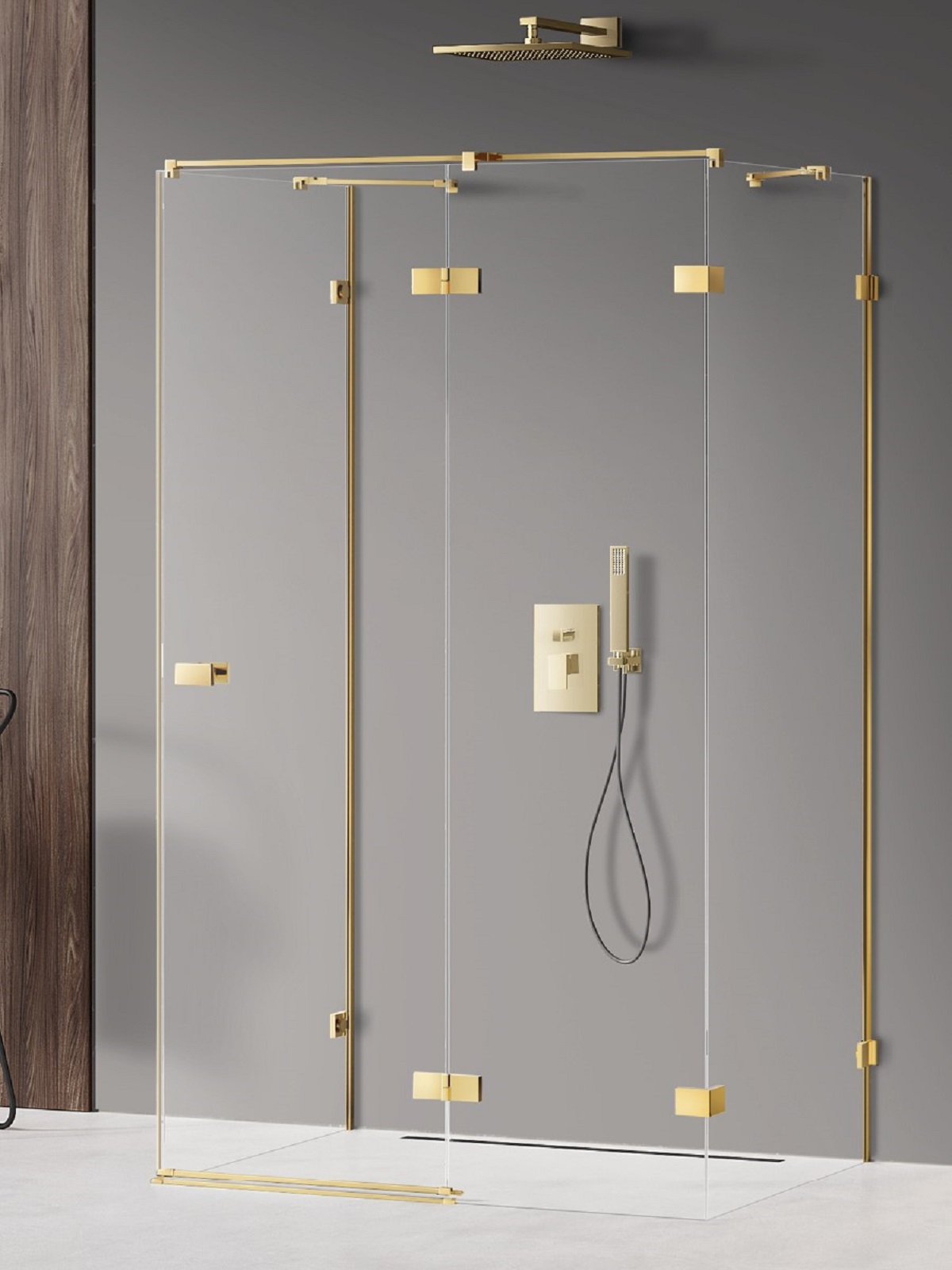 New Trendy Avexa Gold Shine douchecabine 110x100 cm rechthoekig gouden glans/helder glas EXK-2140