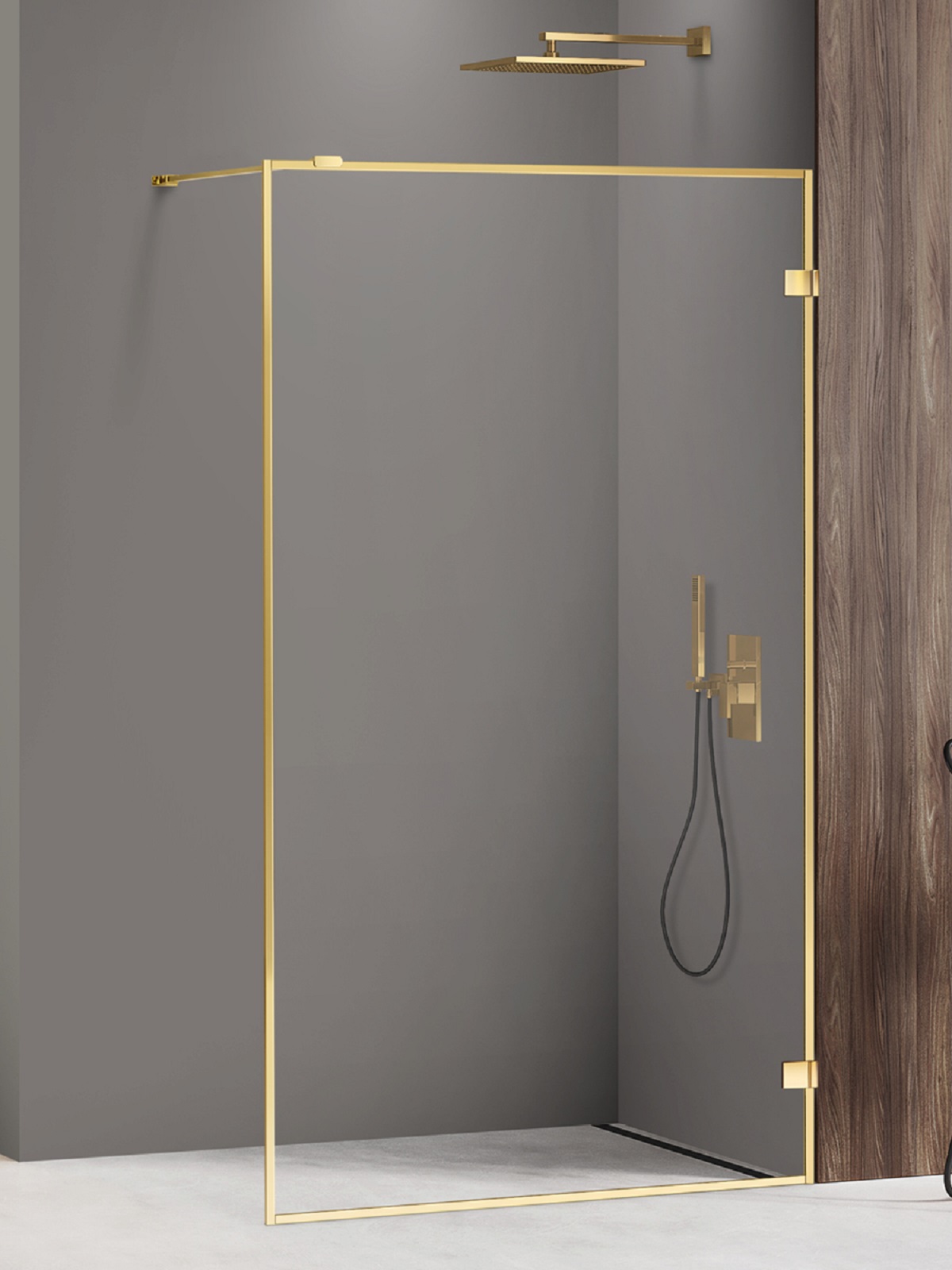 New Trendy Avexa Gold Shine inloopdouchewand 120 cm gouden glans/helder glas EXK-2163