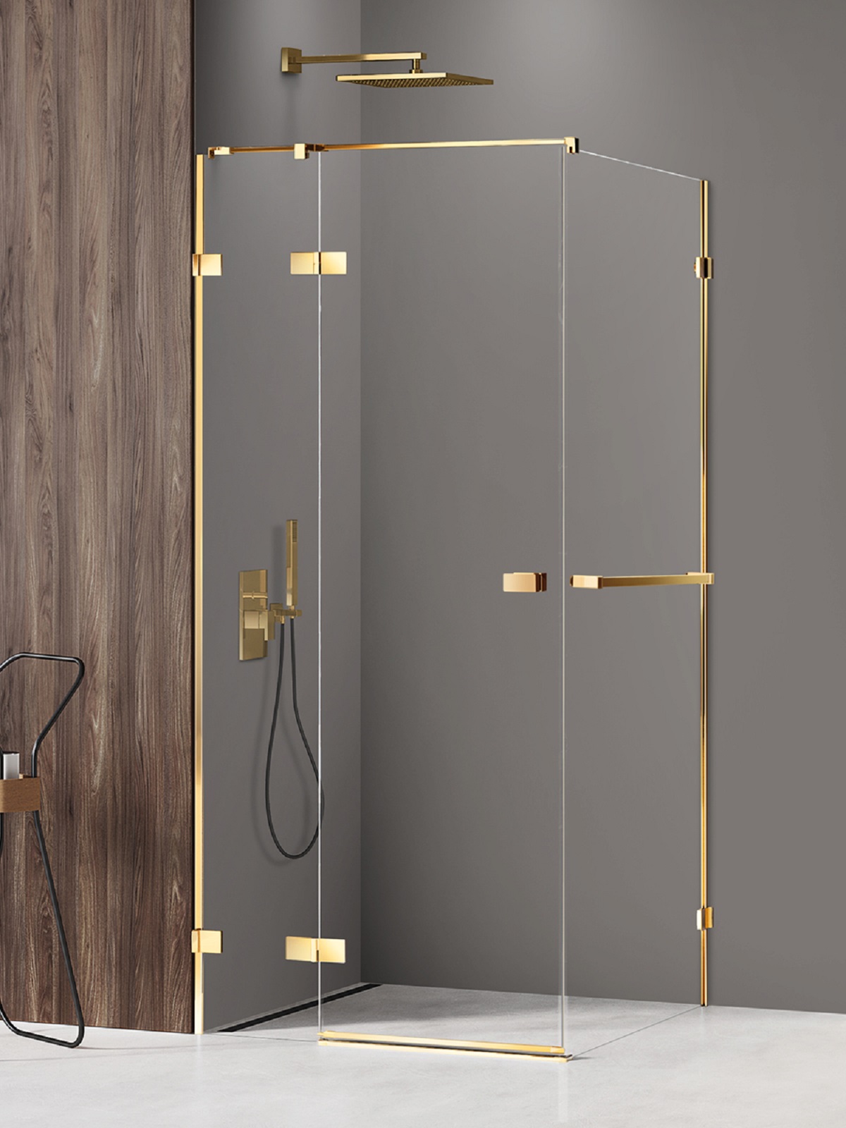 New Trendy Avexa Gold Shine douchecabine 80x80 cm vierkant gouden glans/helder glas EXK-3163