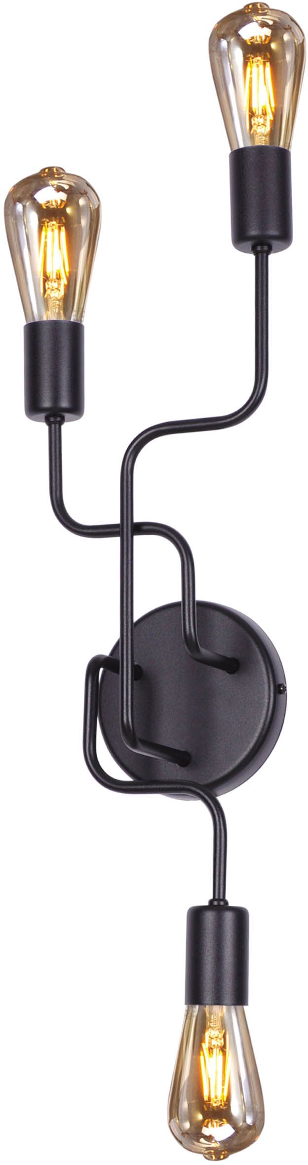 Kaja Skadi wandlamp 3x60 W zwart K-3896