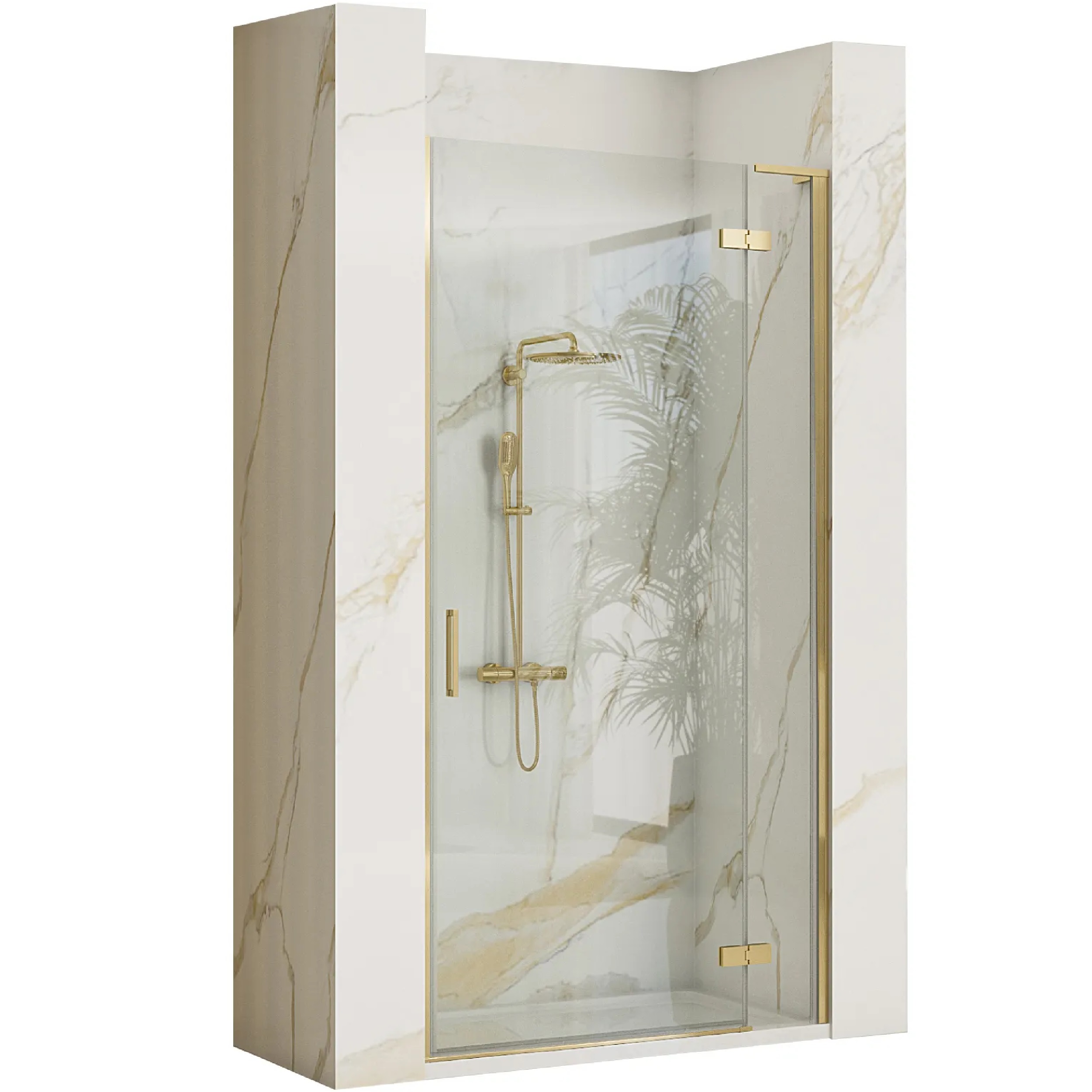 Rea Hugo douchedeur 100 cm kantelbaar gouden geborsteld/helder glas REA-K8413