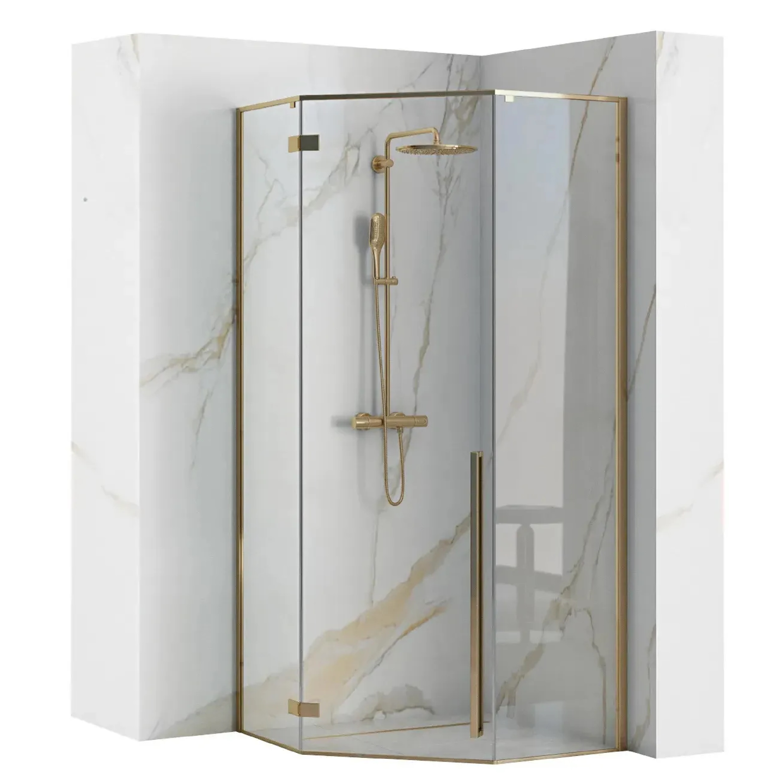 Rea Diamond douchecabine 100x100 cm gouden glans/helder glas REA-K6616