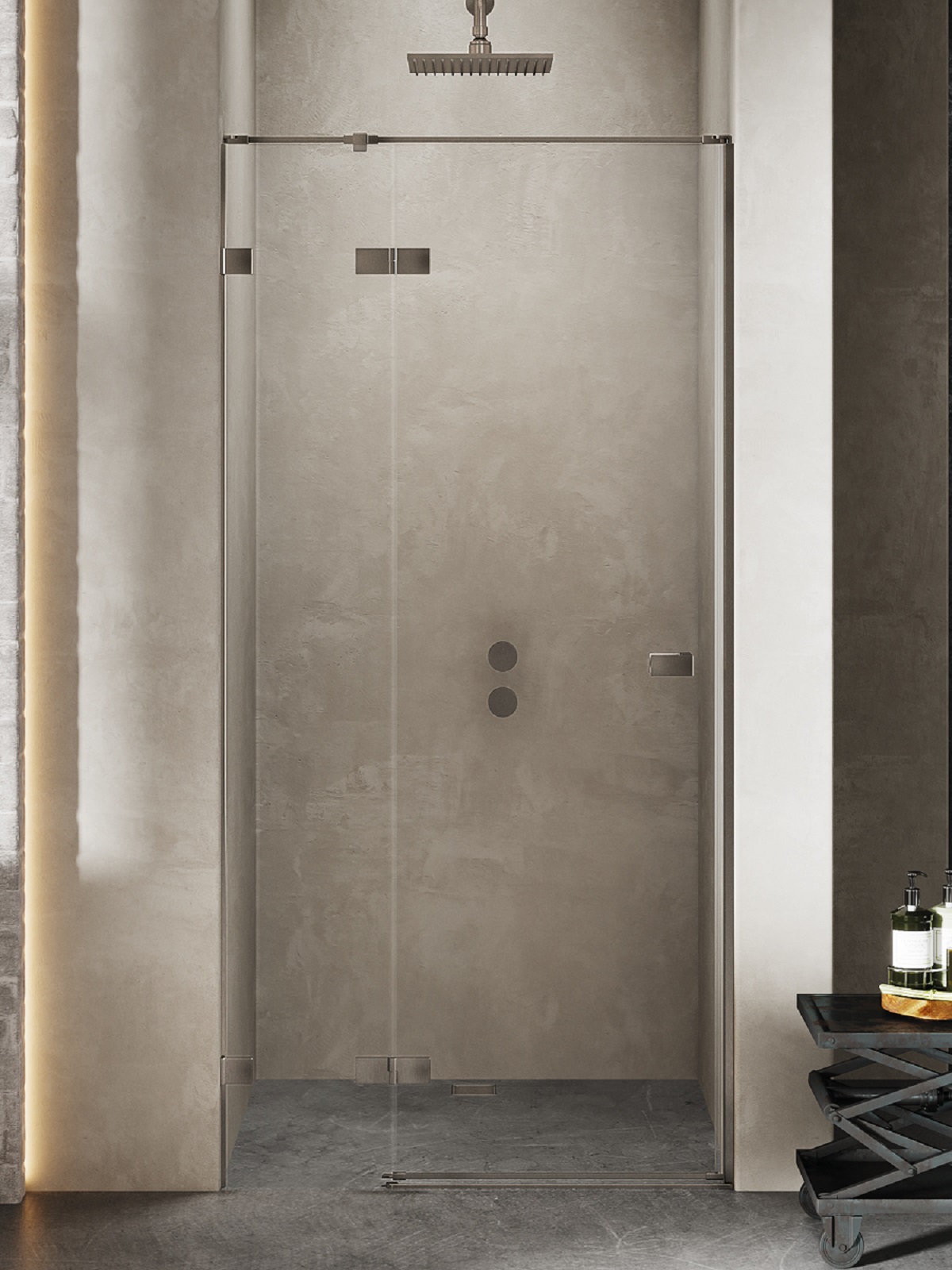 New Trendy Avexa Gunmetal Brushed douchedeur 80 cm kantelbaar grafiet geborsteld/helder glas EXK-3244