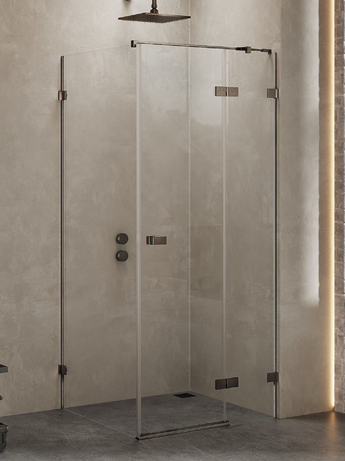 New Trendy Avexa Gunmetal Brushed douchecabine 110x80 cm rechthoekig gunmetal geborsteld/helder glas EXK-3367