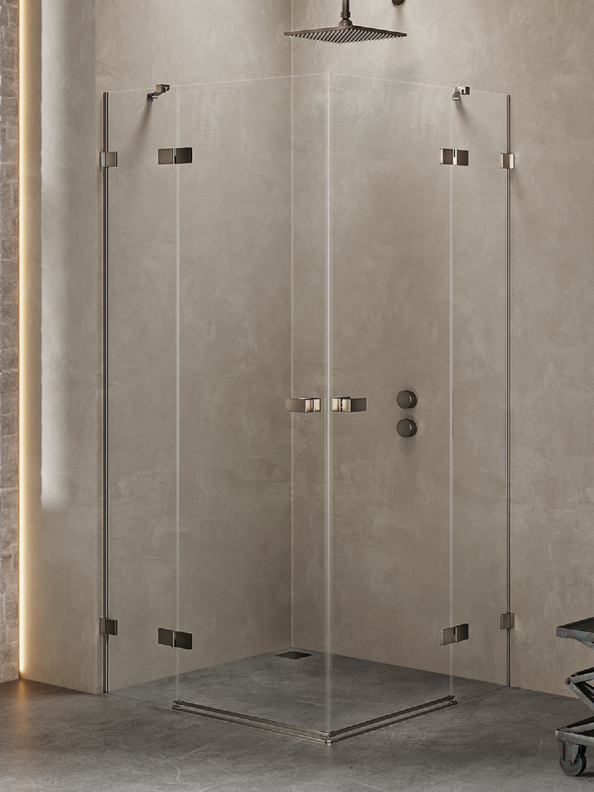New Trendy Avexa Gunmetal Brushed douchecabine 110x80 cm rechthoekig gunmetal geborsteld/helder glas EXK-3381