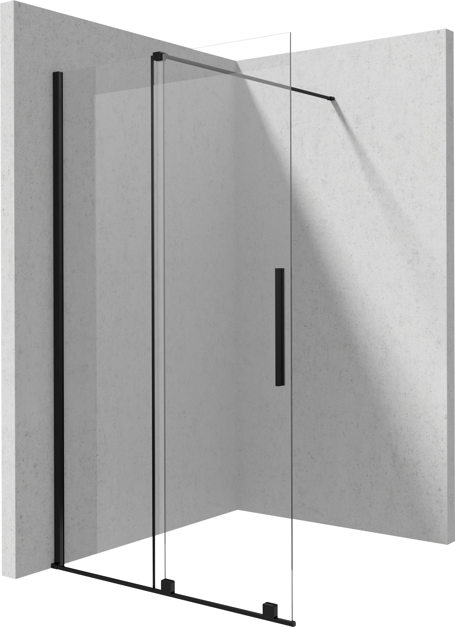 Deante Prizma inloopdouchewand 120 cm zwart mat/helder glas KTJ_N32R