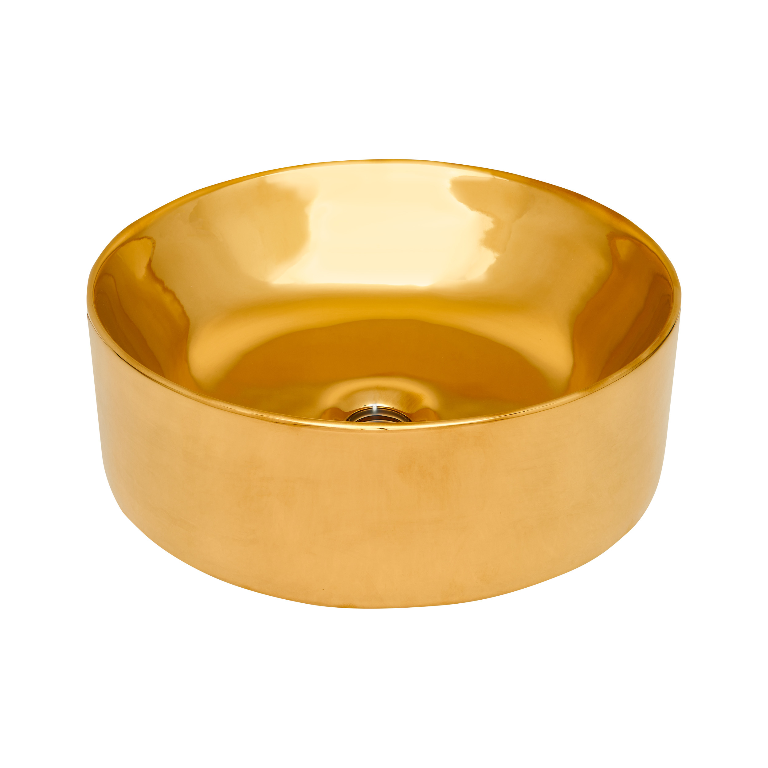 Invena Kos wastafel 42x42 cm rond opbouw gouden glans CE-38-009
