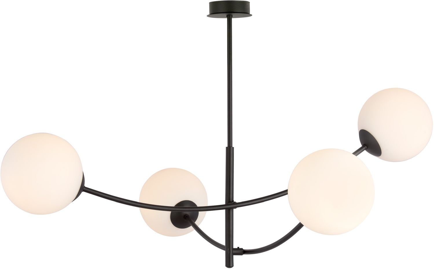 Emibig Hunter plafondlamp 4x10 W zwart-opaal 1102/4