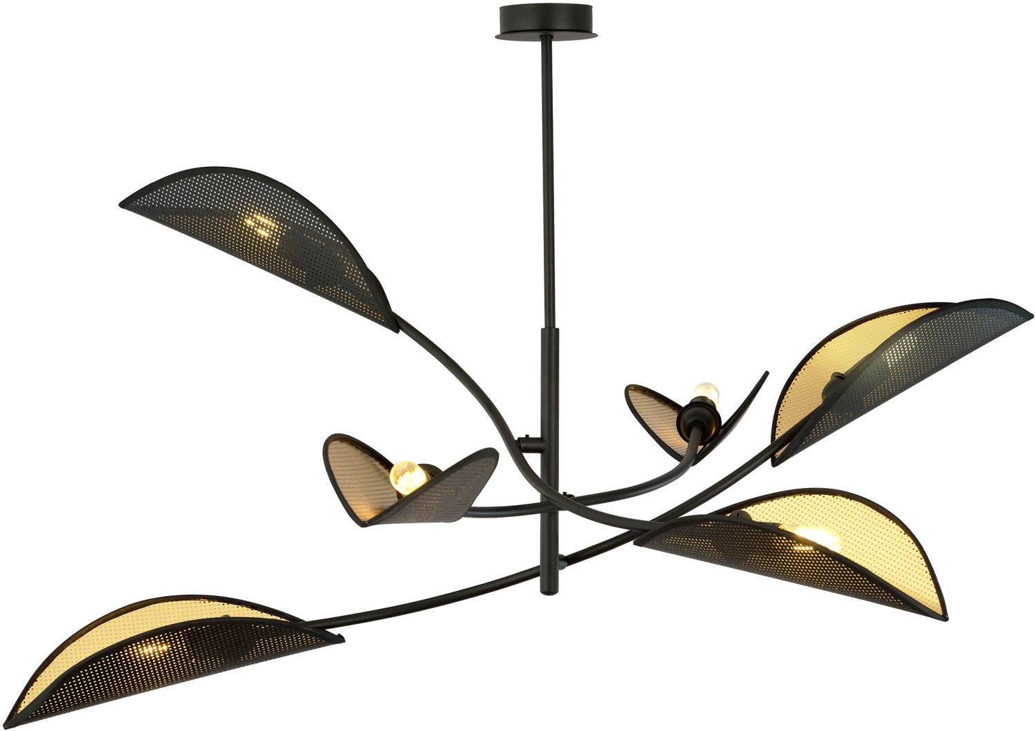 Emibig Lotus plafondlamp 6x10 W zwart-gouden 1106/6