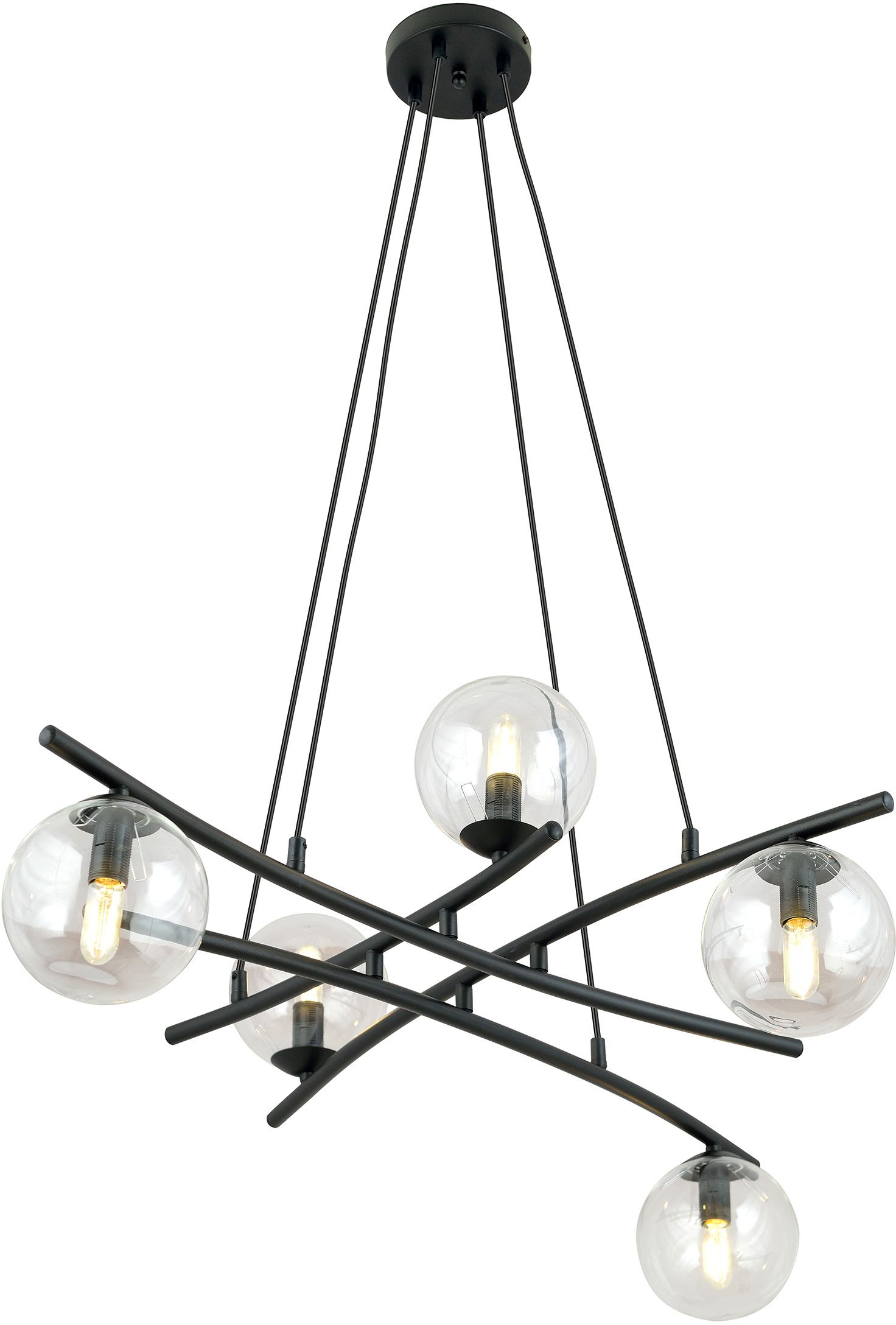 Emibig Essa hanglamp 5x10 W zwart-doorzichtig 1202/5