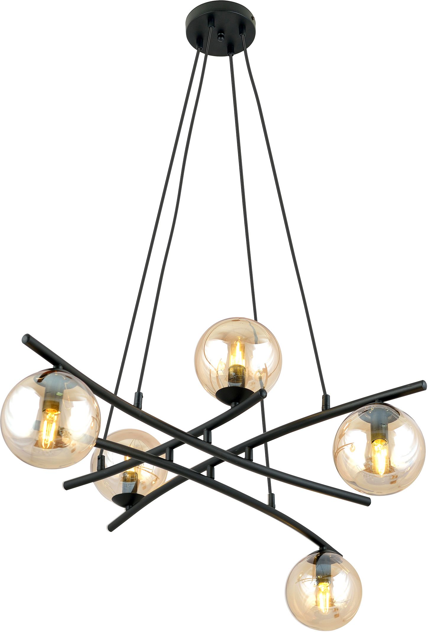 Emibig Essa hanglamp 5x10 W zwart 1204/5