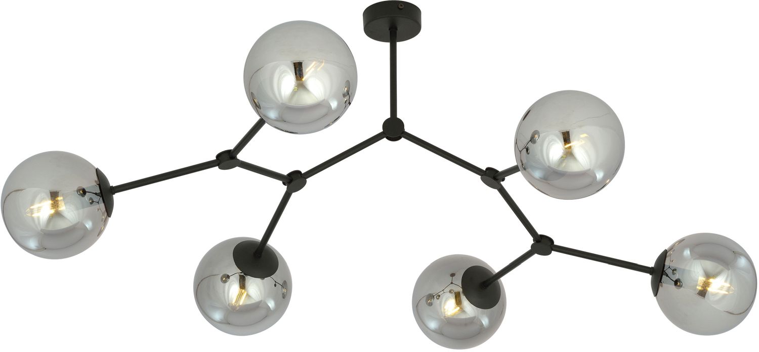 Emibig Space plafondlamp 6x10 W zwart-grafiet 1134/6