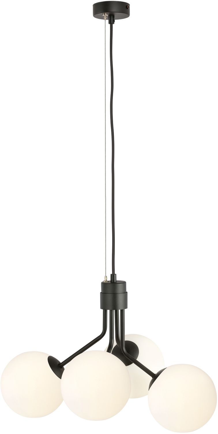 Emibig Nova hanglamp 4x10 W zwart-opaal 1138/4