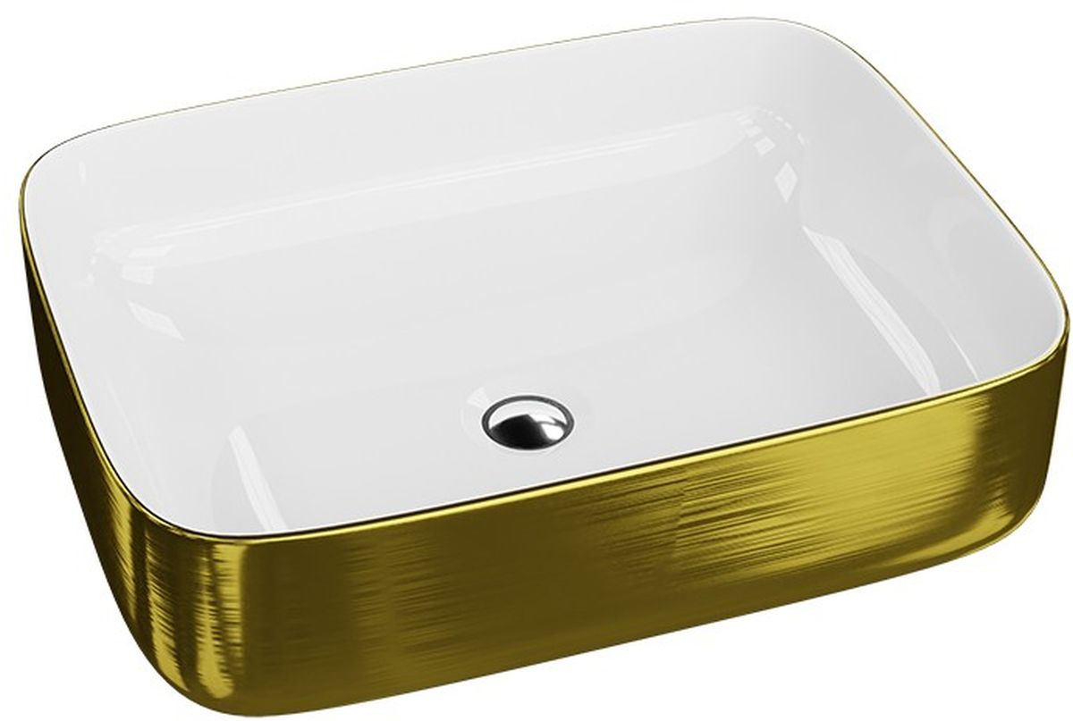 LaVita Galera wastafel 50.5x40 cm rechthoekig opbouw wit-gouden glans 5900378325741