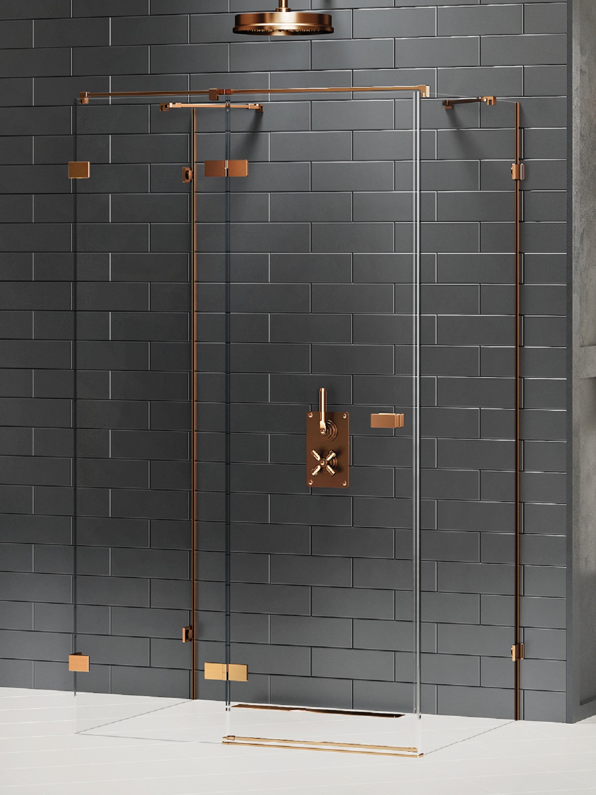 New Trendy Avexa Copper Brushed douchecabine 120x110 cm rechthoekig koper geborsteld/helder glas EXK-3713