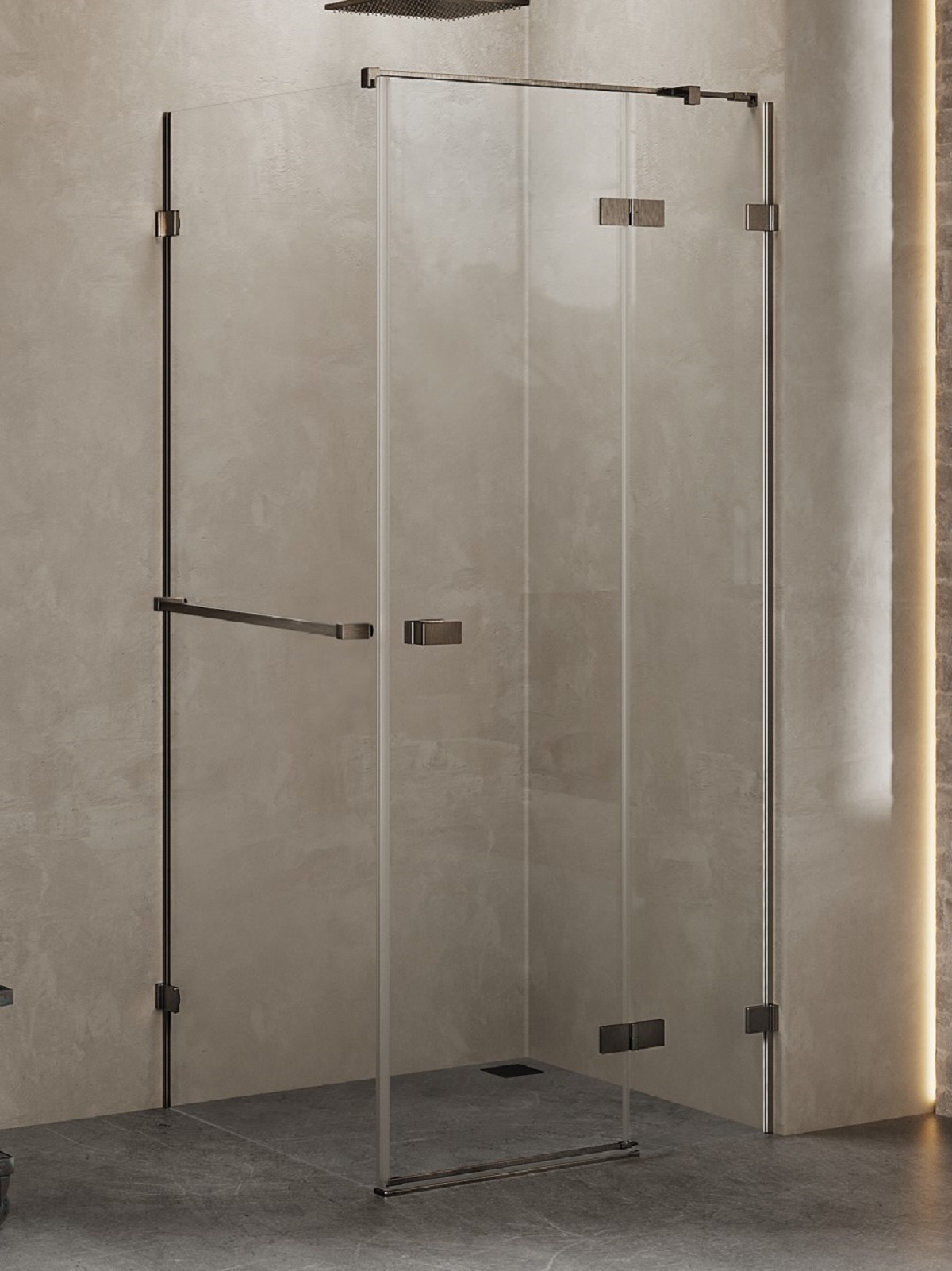 New Trendy Avexa Gunmetal Brushed douchecabine 80x80 cm vierkant gunmetal geborsteld/helder glas EXK-3289