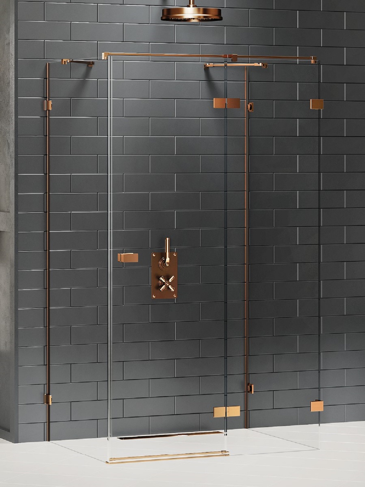 New Trendy Avexa Copper Brushed douchecabine 120x110 cm rechthoekig koper geborsteld/helder glas EXK-3748
