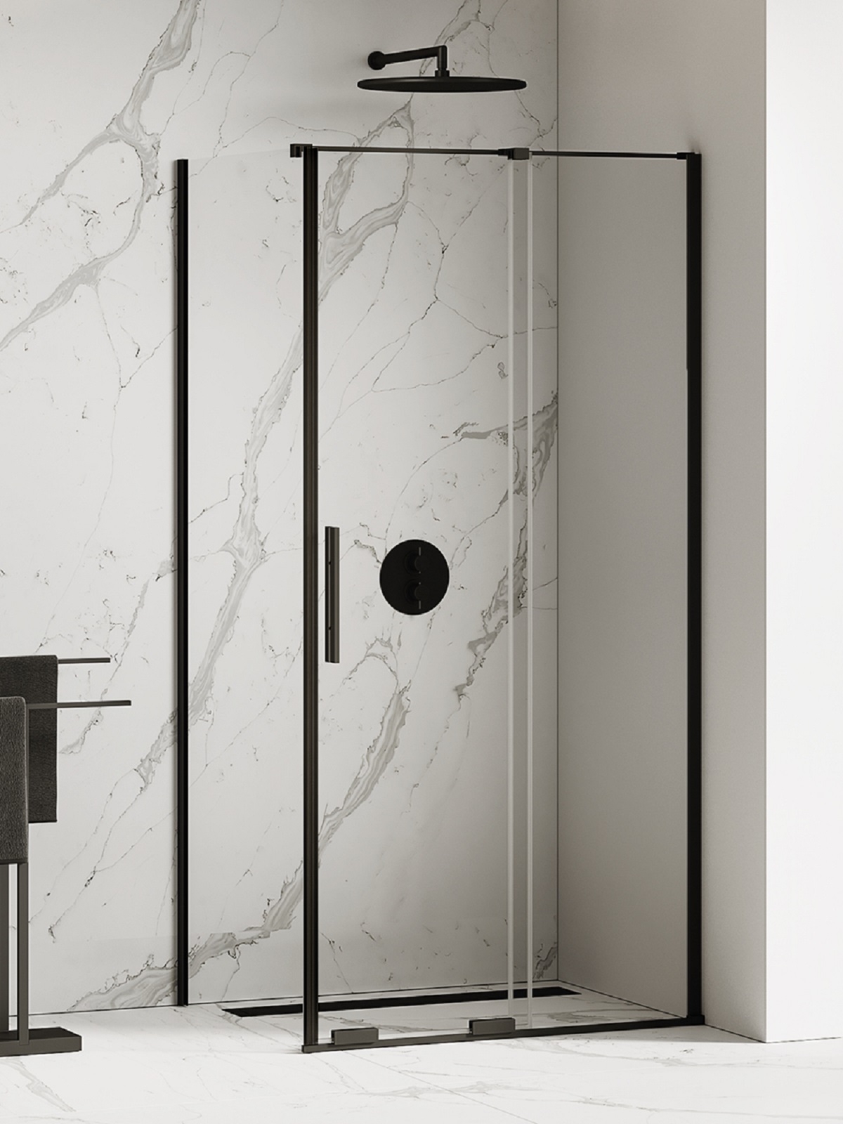 New Trendy Smart Black douchecabine 150x110 cm rechthoekig zwart mat/helder glas EXK-4152