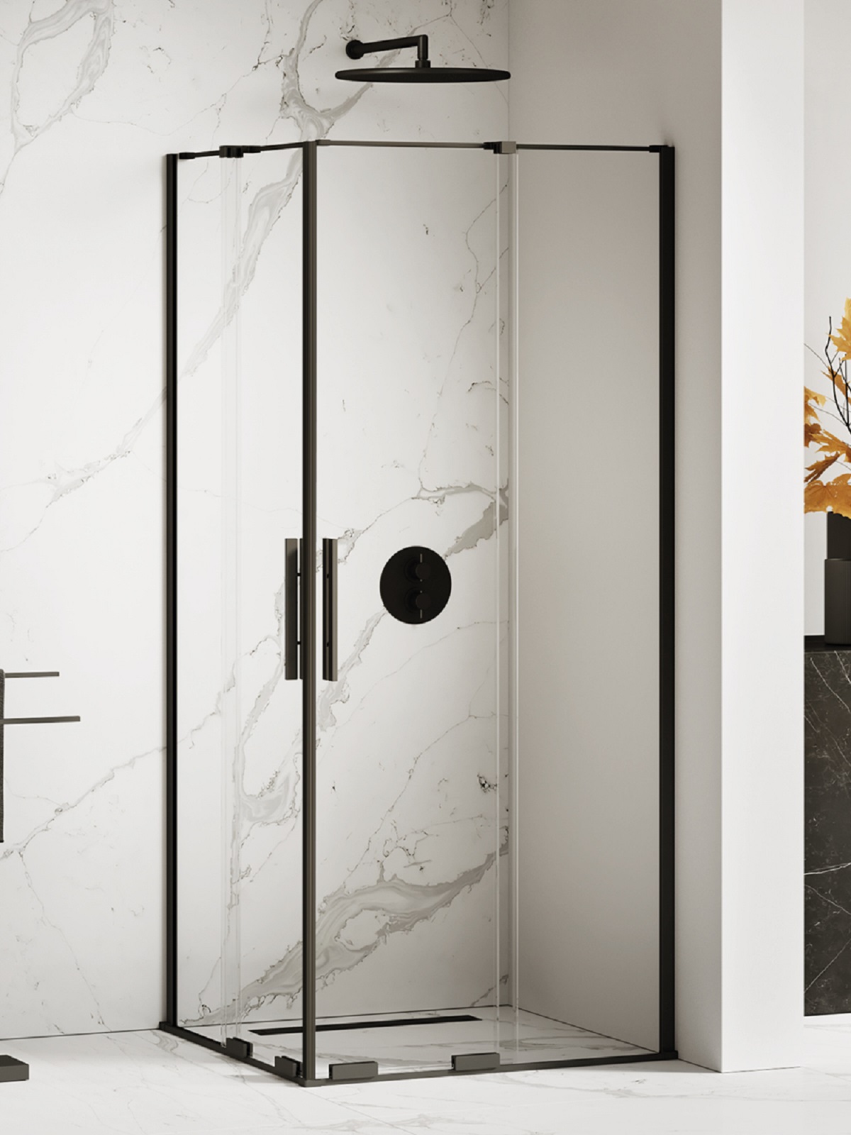 New Trendy Smart Black douchecabine 80x80 cm vierkant zwart mat/helder glas EXK-4159