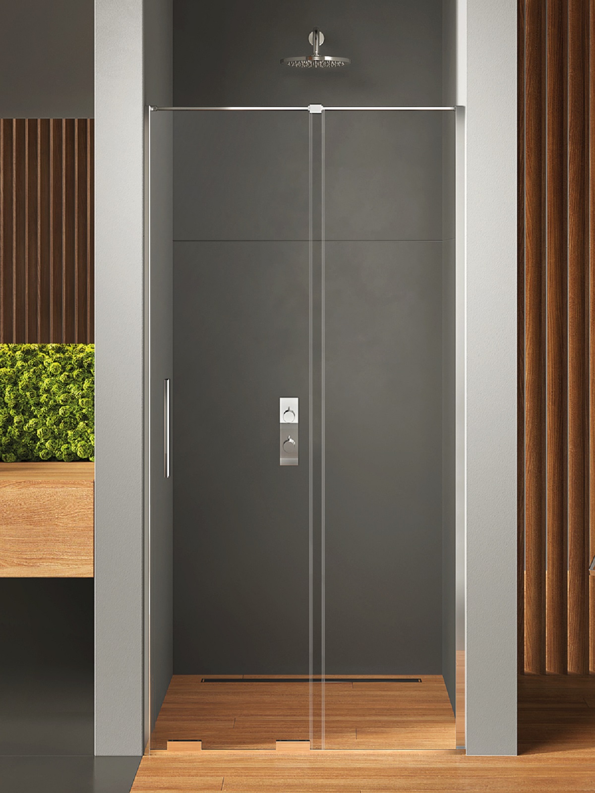 New Trendy Smart douchedeur 150 cm schuifbaar chroom glans/helder glas EXK-4010