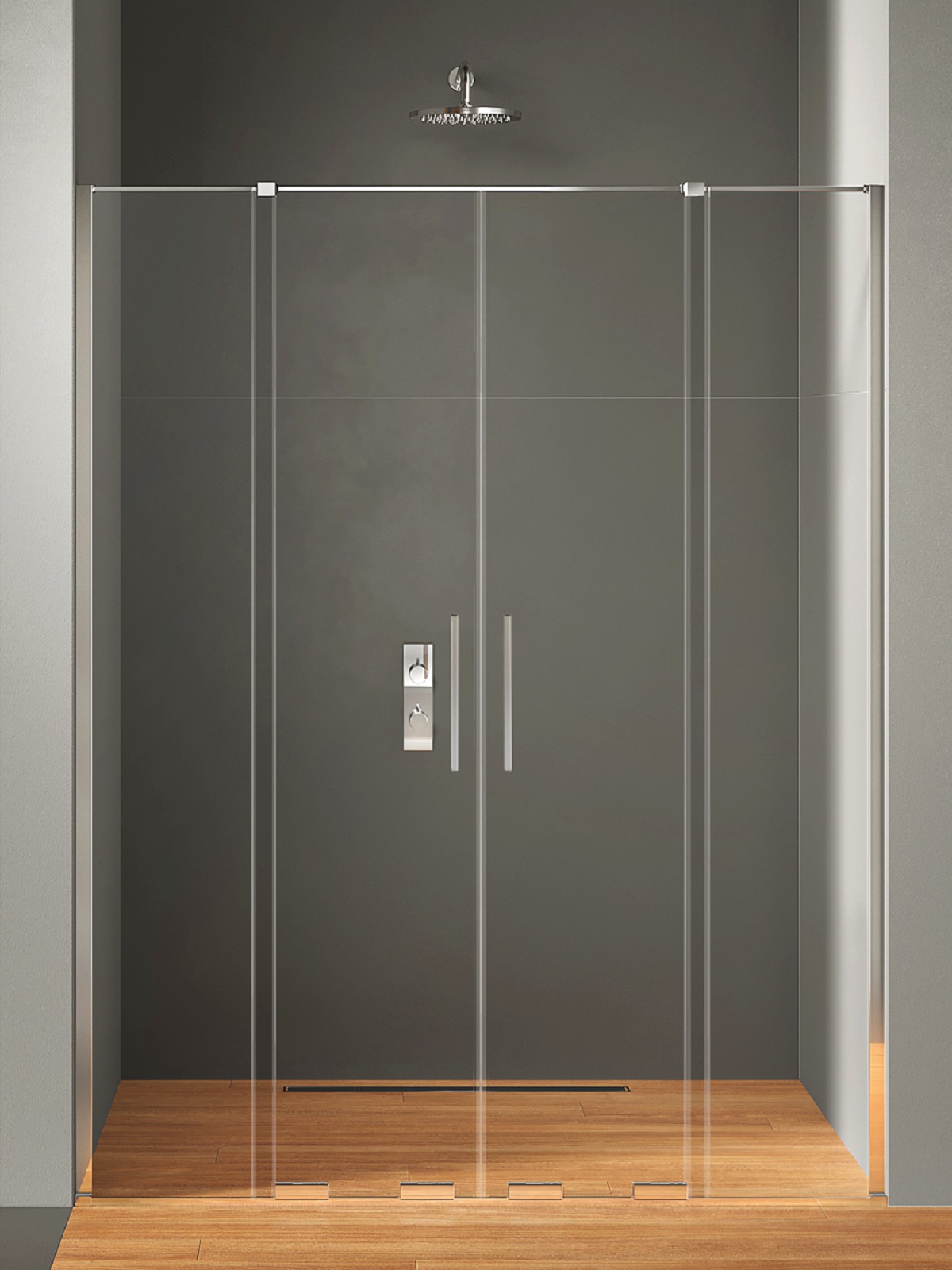 New Trendy Smart douchedeur 130 cm schuifbaar chroom glans/helder glas EXK-4014