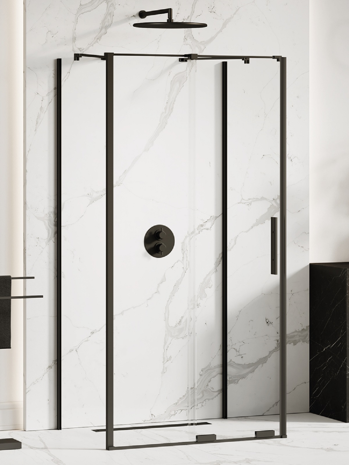 New Trendy Smart Black douchecabine 130x100 cm rechthoekig zwart mat/helder glas EXK-4185