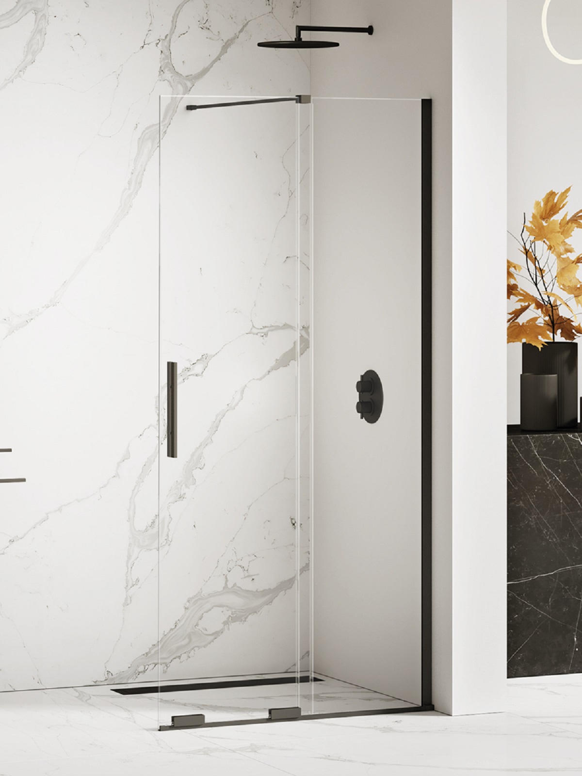 New Trendy Smart Black inloopdouchewand 90 cm zwart mat/helder glas EXK-4190