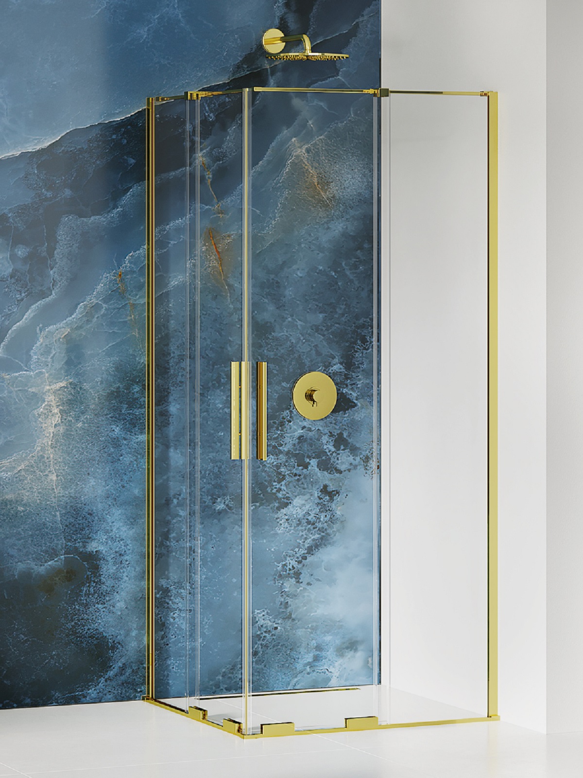 New Trendy Smart Light Gold douchecabine 90x90 cm vierkant gouden glans/helder glas EXK-4268