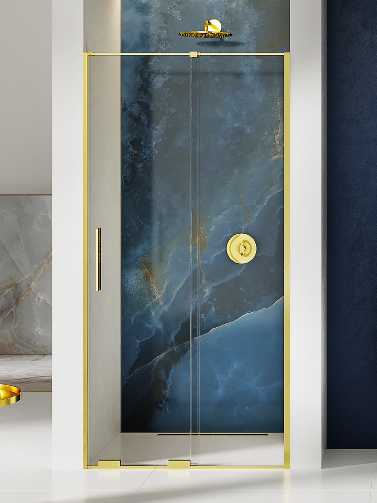 New Trendy Smart Light Gold douchedeur 150 cm schuifbaar gouden glans/helder glas EXK-4218