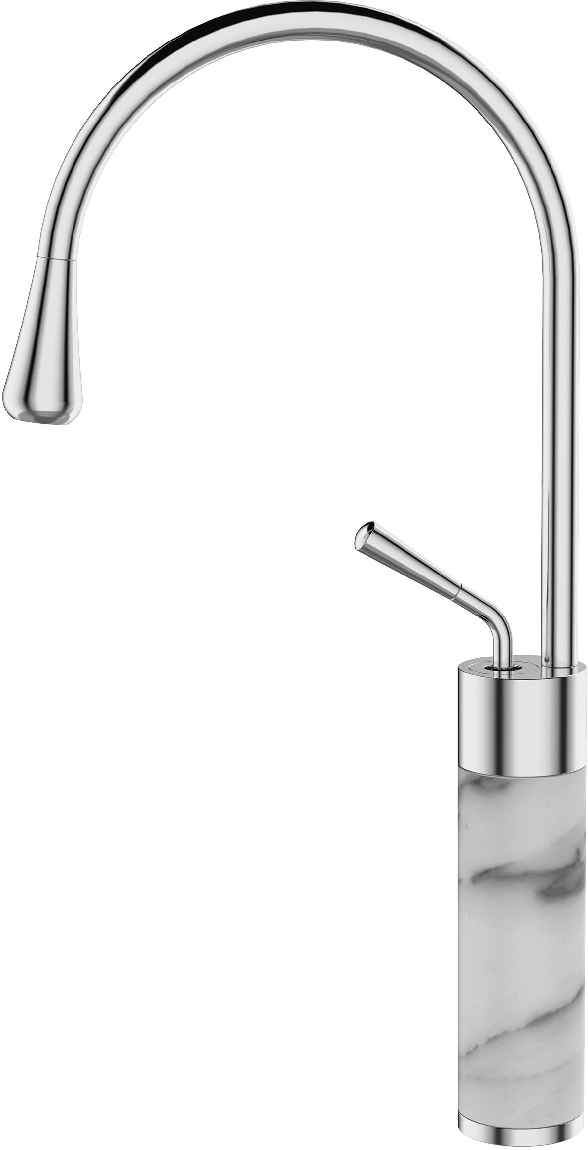 Invena Gabro wastafelkraan staand chroom-wit BU-33-W02