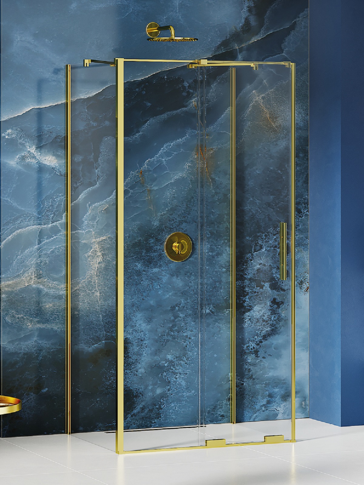 New Trendy Smart Light Gold douchecabine 130x90 cm rechthoekig gouden glans/helder glas EXK-4288