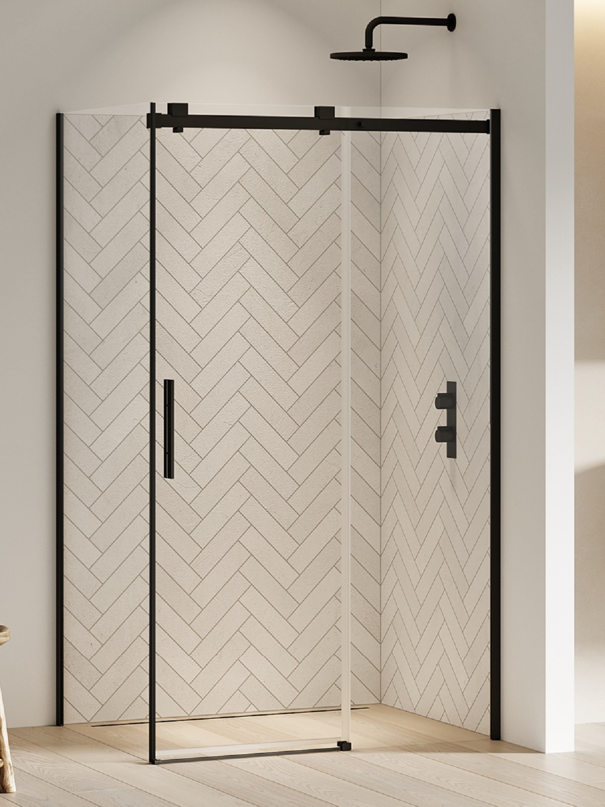 New Trendy Softi Black douchecabine 130x100 cm rechthoekig zwart mat/helder glas EXK-3982