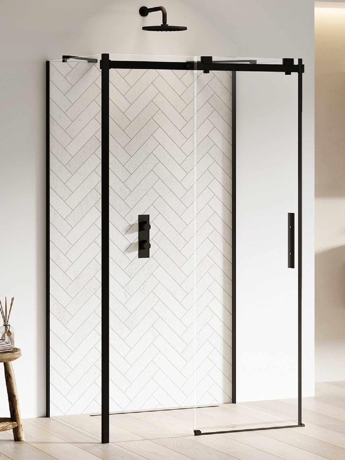 New Trendy Softi Black douchecabine 100x100 cm vierkant zwart mat/helder glas EXK-3992