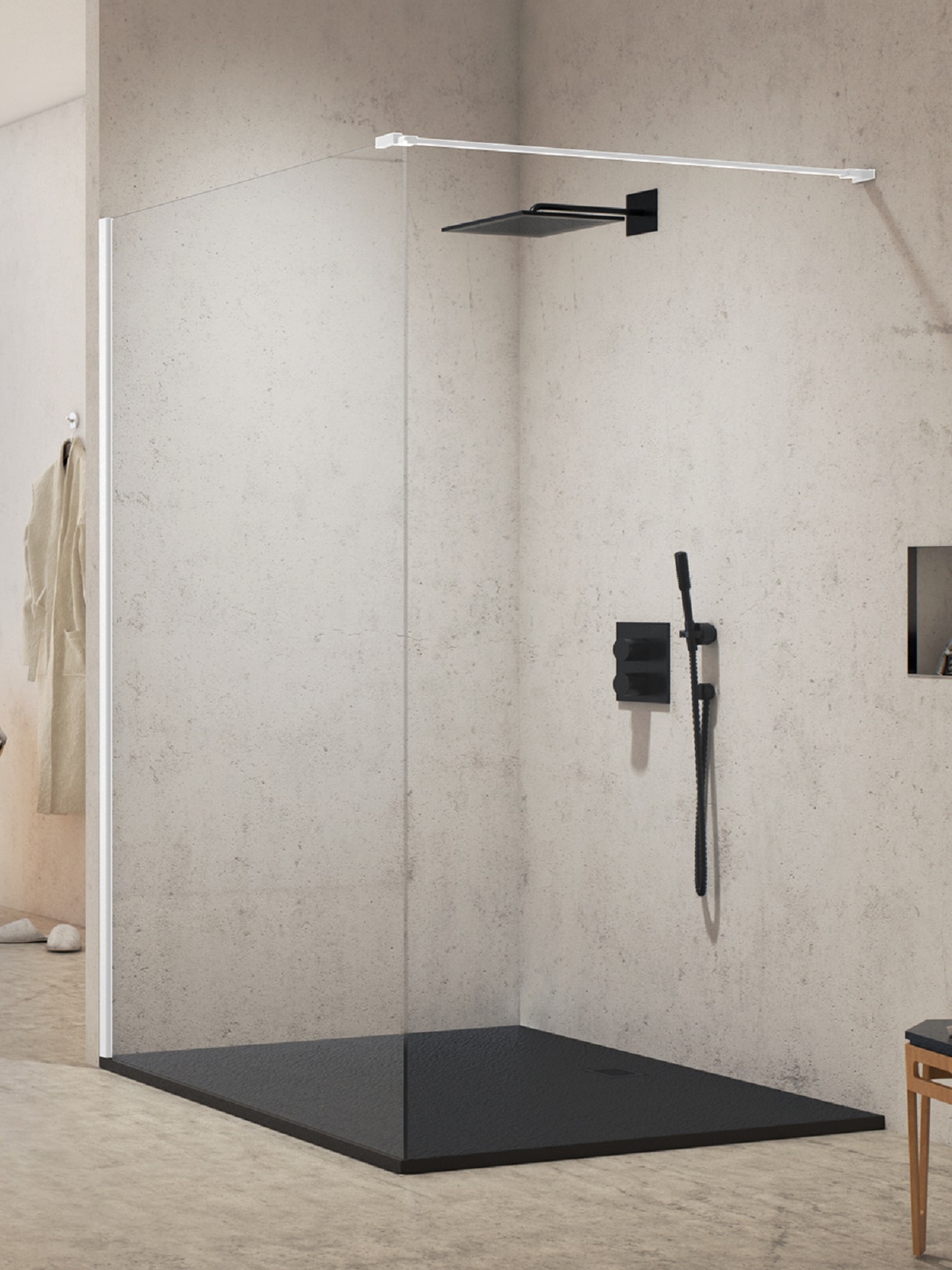 New Trendy New Modus White inloopdouchewand 70 cm wit mat/helder glas EXK-2201