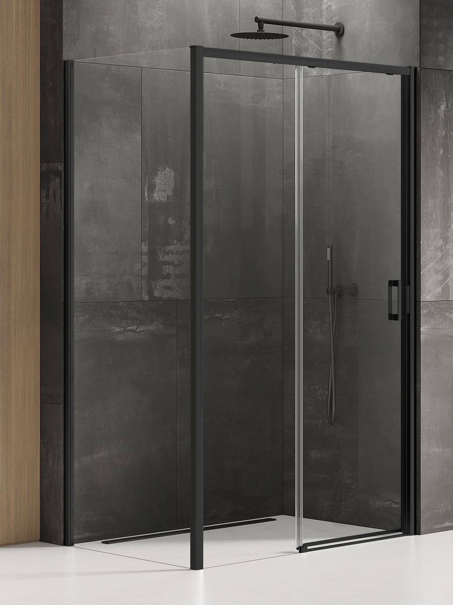 New Trendy Prime Black douchecabine 130x100 cm rechthoekig zwart mat/helder glas K-1291