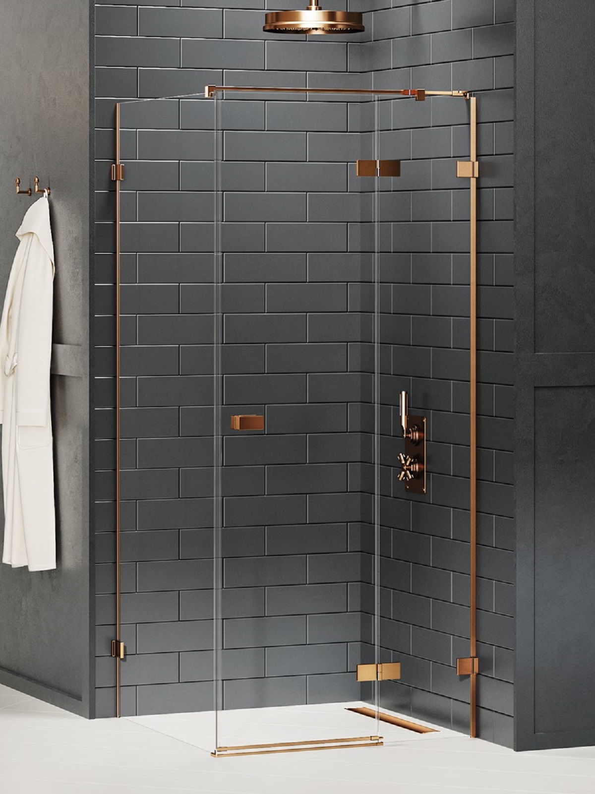 New Trendy Avexa Copper Brushed douchecabine 110x100 cm rechthoekig koper geborsteld/helder glas EXK-3591
