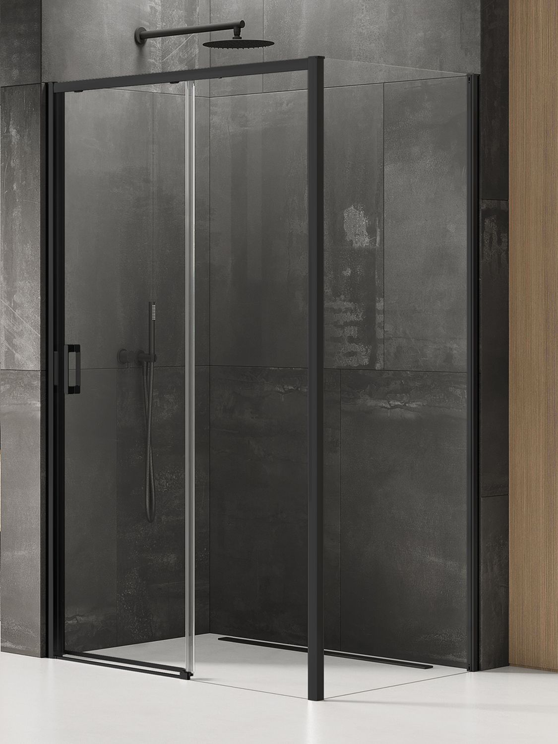 New Trendy Prime Black douchecabine 100x100 cm vierkant zwart mat/helder glas K-1307