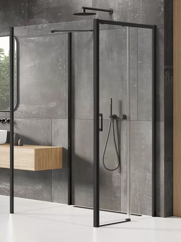 New Trendy Prime Black douchecabine 110x110 cm vierkant zwart mat/helder glas K-1608