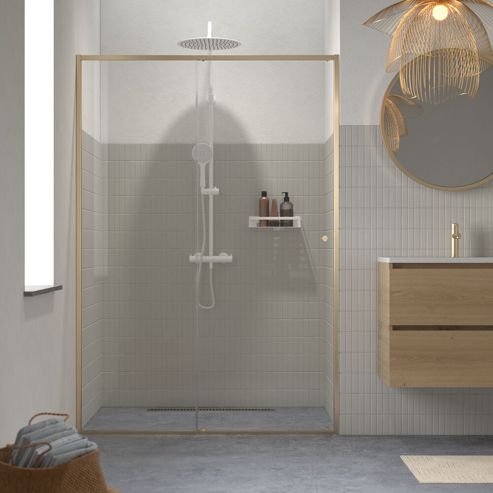 Sealskin Contour douchedeur 120 cm schuifbaar gouden geborsteld/helder glas CD121206495100